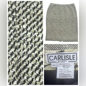 CARLISLE Textured Tweed Black Canary Yellow Pencil Skirt Sz 4